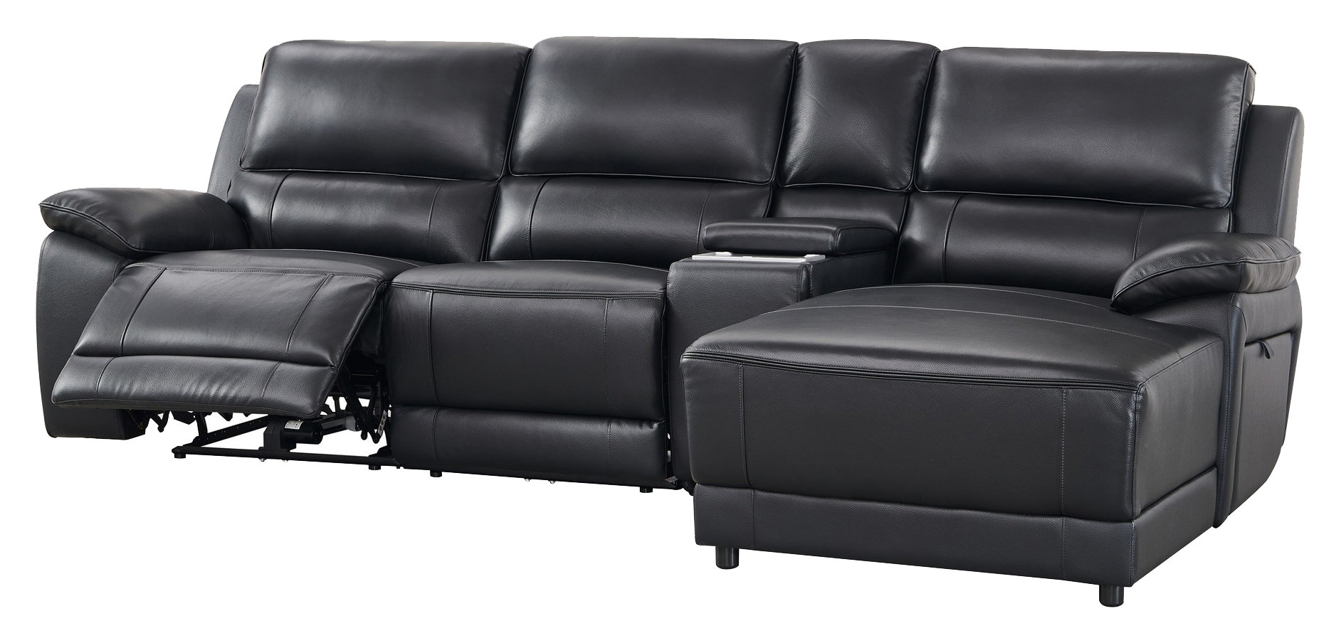 Hailey Leather/PVC Reclining Modular Sofa Chaise