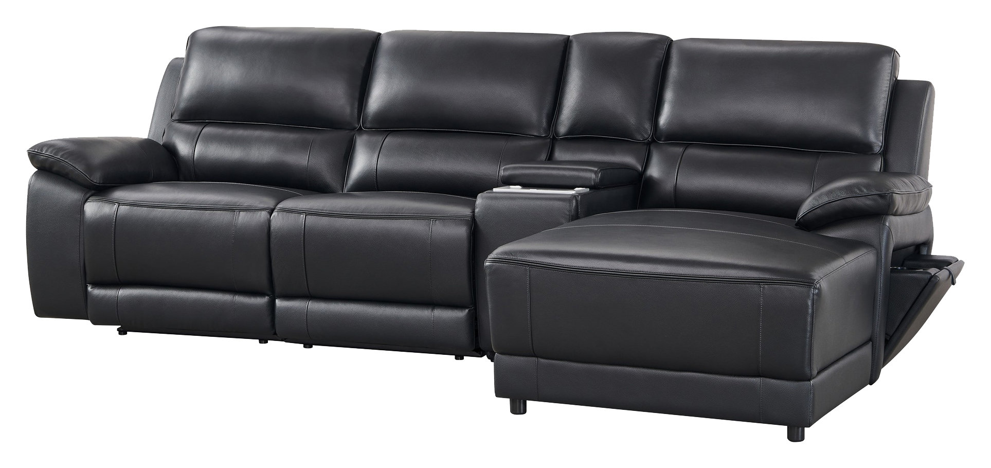 Hailey Leather/PVC Reclining Modular Sofa Chaise