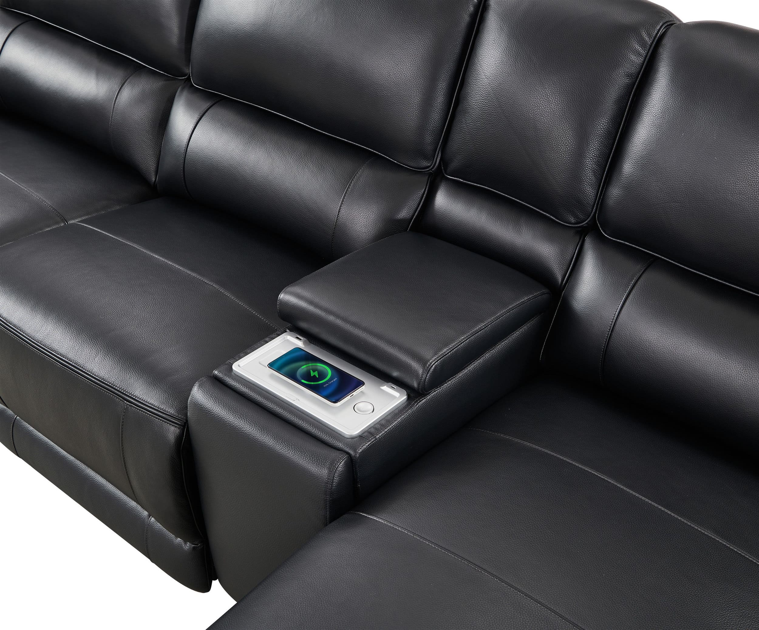 Hailey Leather/PVC Reclining Modular Sofa Chaise