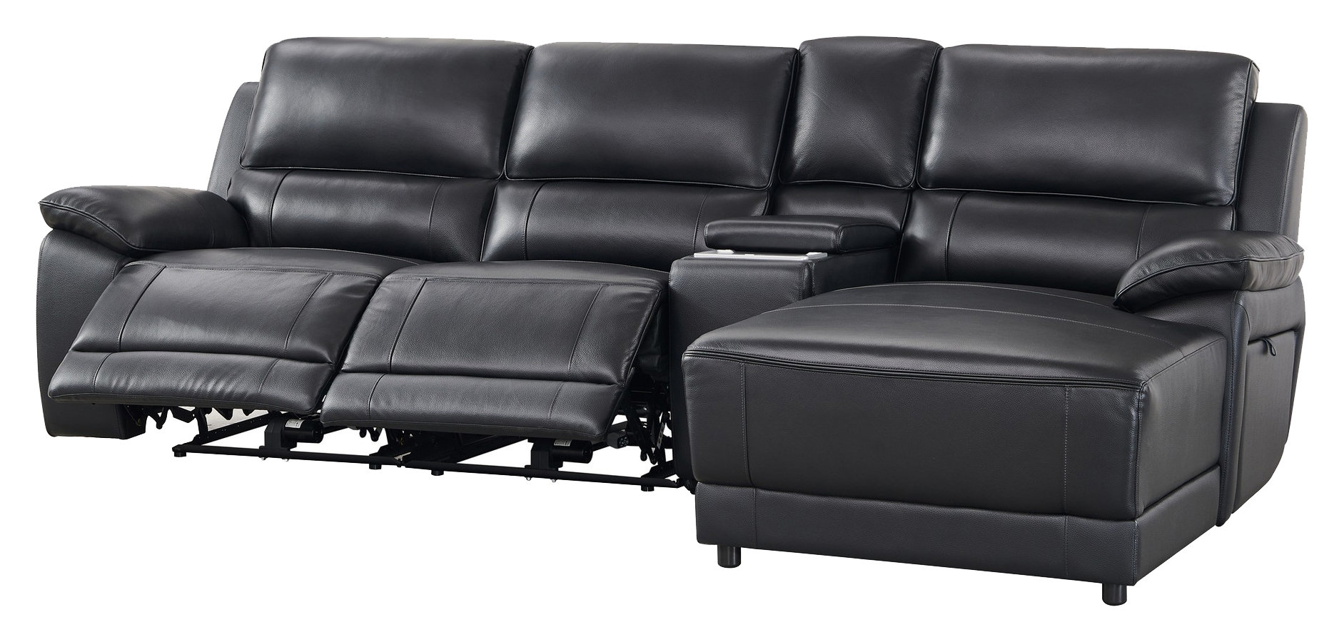 Hailey Leather/PVC Reclining Modular Sofa Chaise