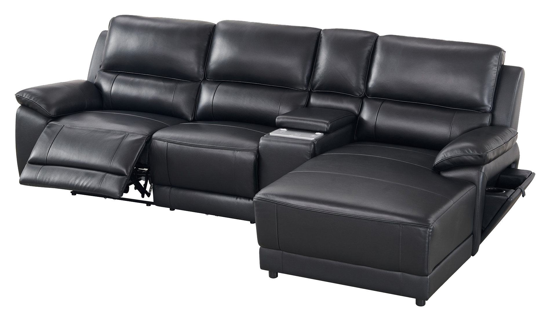 Hailey Leather/PVC Reclining Modular Sofa Chaise