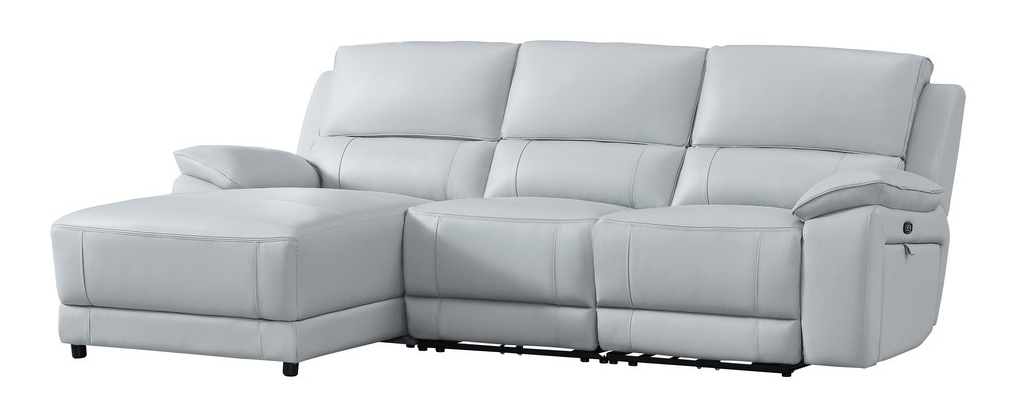 Hailey Leather/PVC Reclining Sofa with Left Chaise