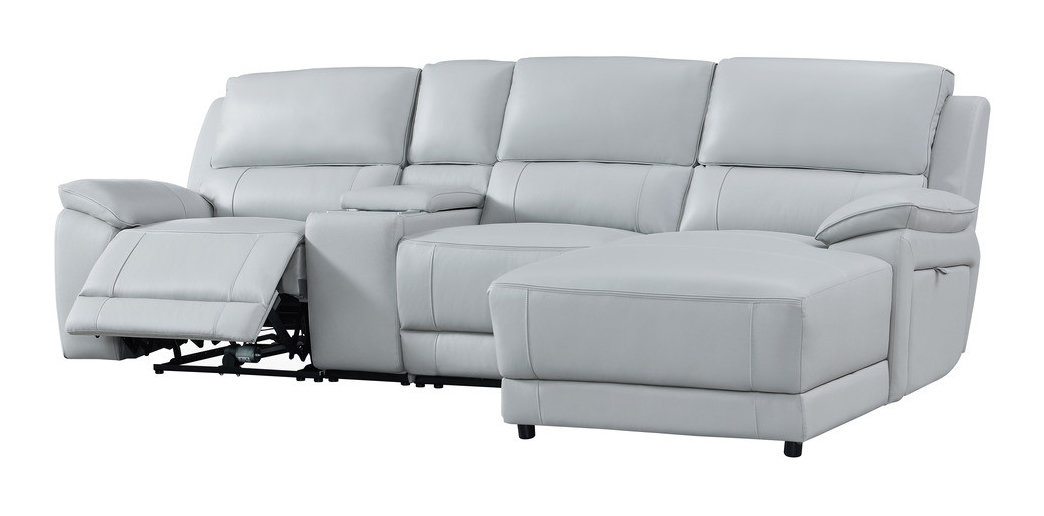 Hailey Leather/PVC Reclining Modular Sofa Chaise