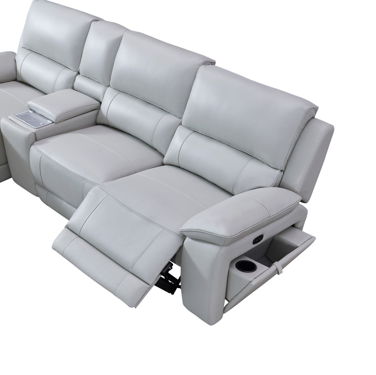Hailey Leather/PVC Reclining Modular Sofa Chaise