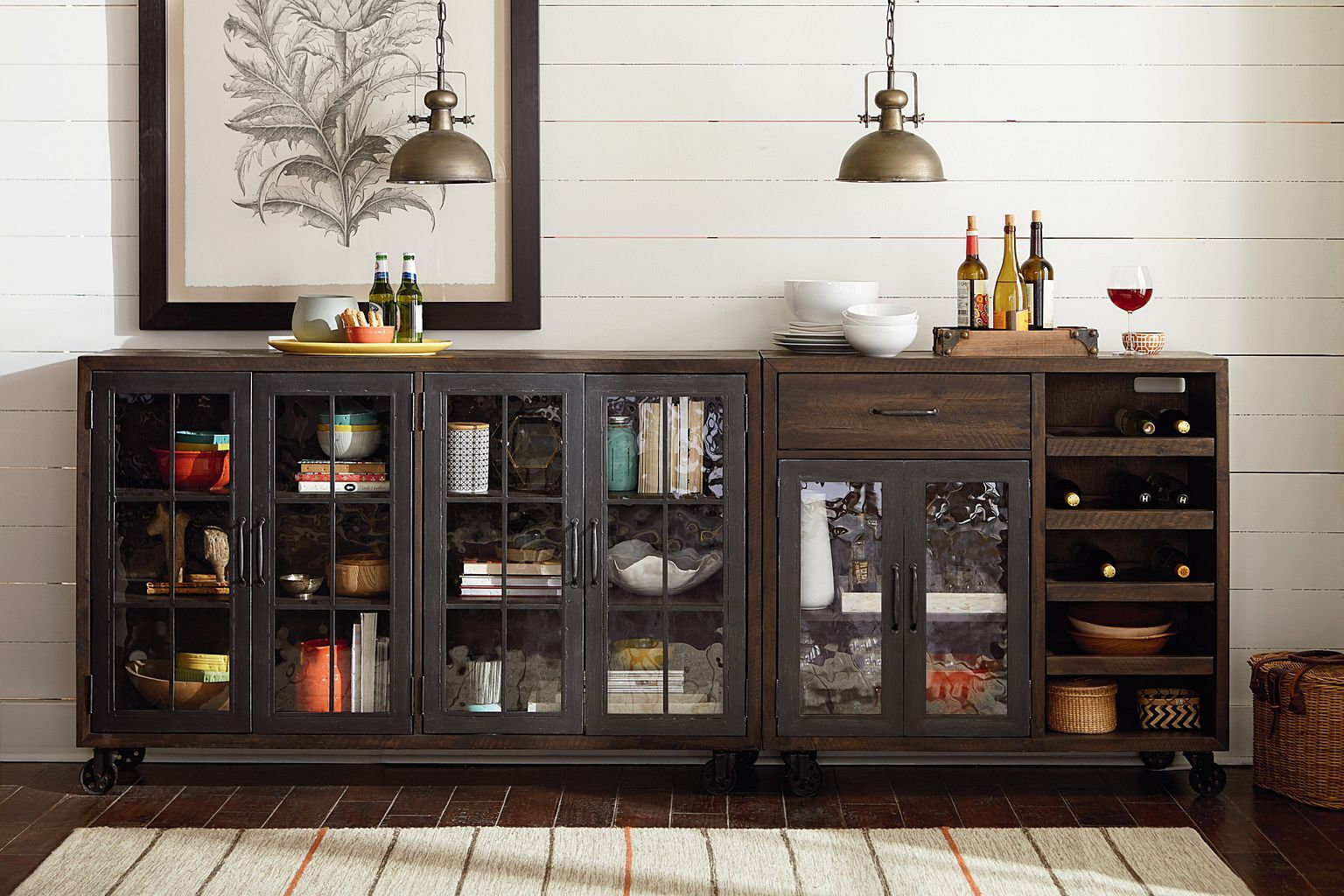 Wood Bar Trolley w/2 Doors & Drawer