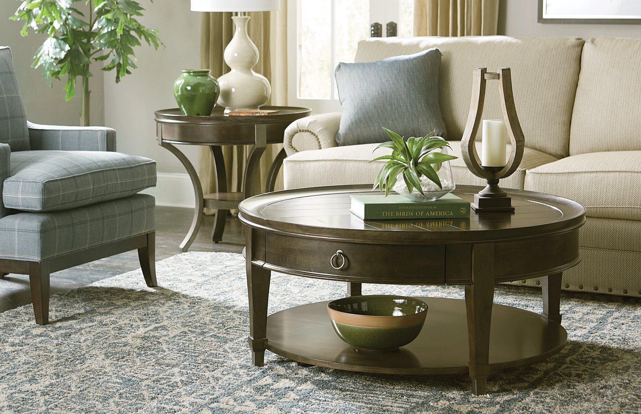 Sunset Valley Round Wood/Metal End Table