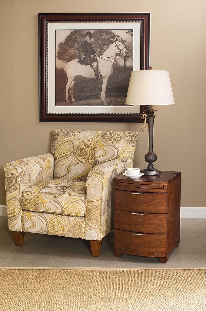 Rectangular Wood 3-Drawer Bowfront Chairside Table