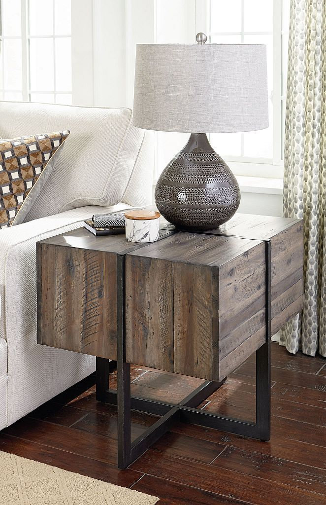 RECTANGULAR DRAWER END TABLE MODERN TIMBER