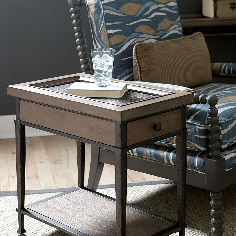 Chairside Table with Pull Out Shelf
