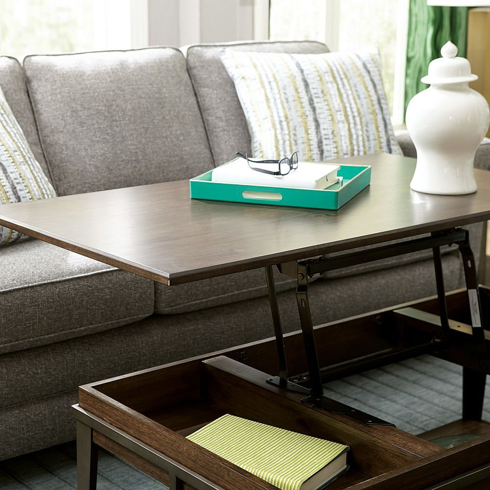 Rectangular Lift Top Cocktail Table with Removable Casters