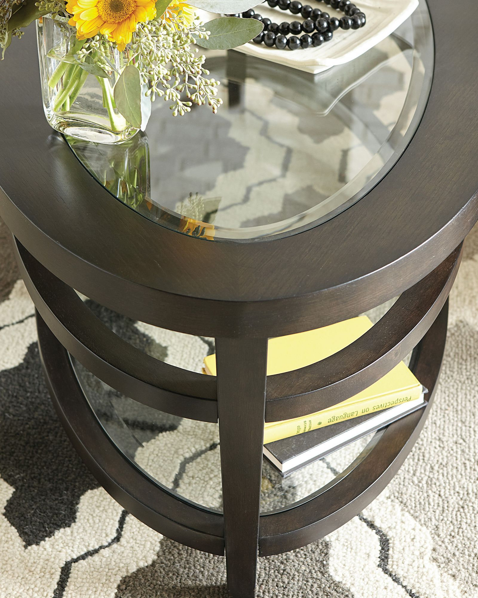 Urbana Wood/Glass Round Cocktail Table