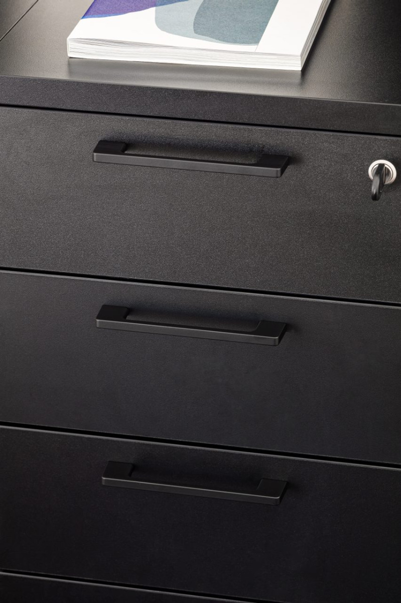 Basic Office D23.6" Lockable Pedestal w/Top Plate, 4 Drawers & Pencil Tray