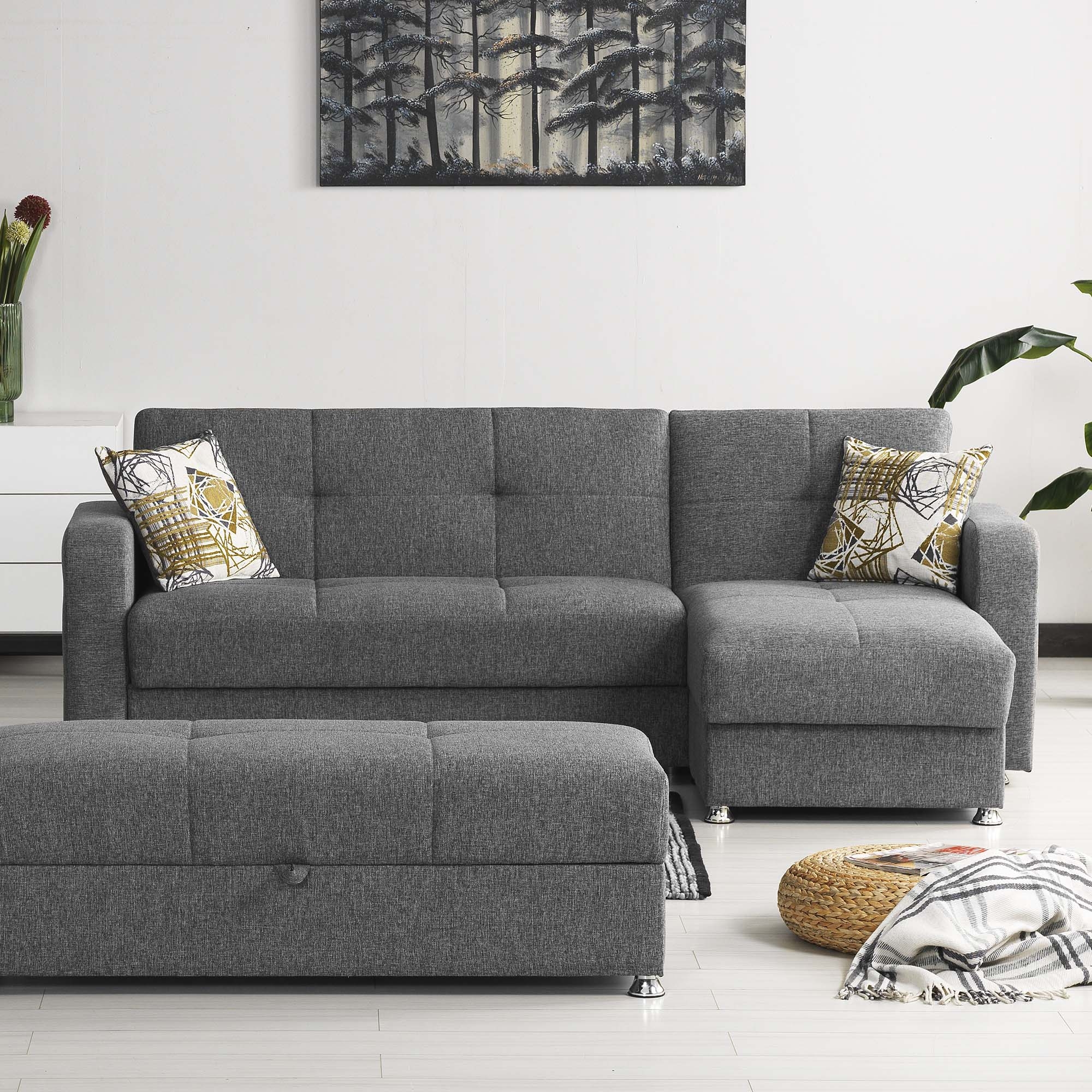 Harmony Fabric Convertible Sectional Living Room Set