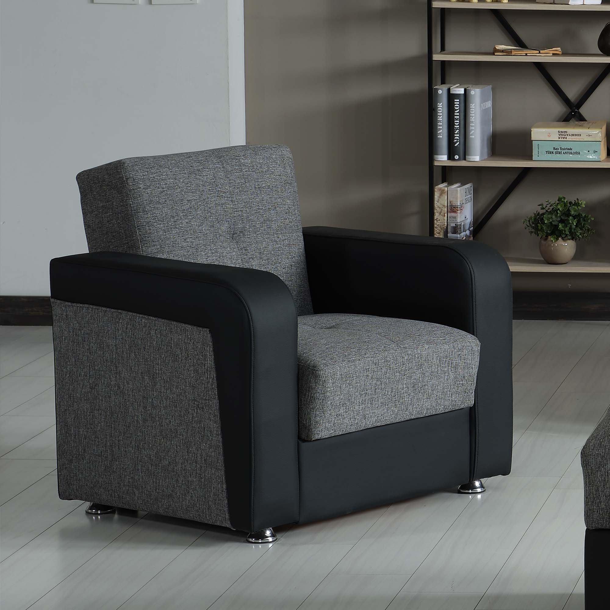 Harmony Fabric/PU Convertible Sleeper Chair