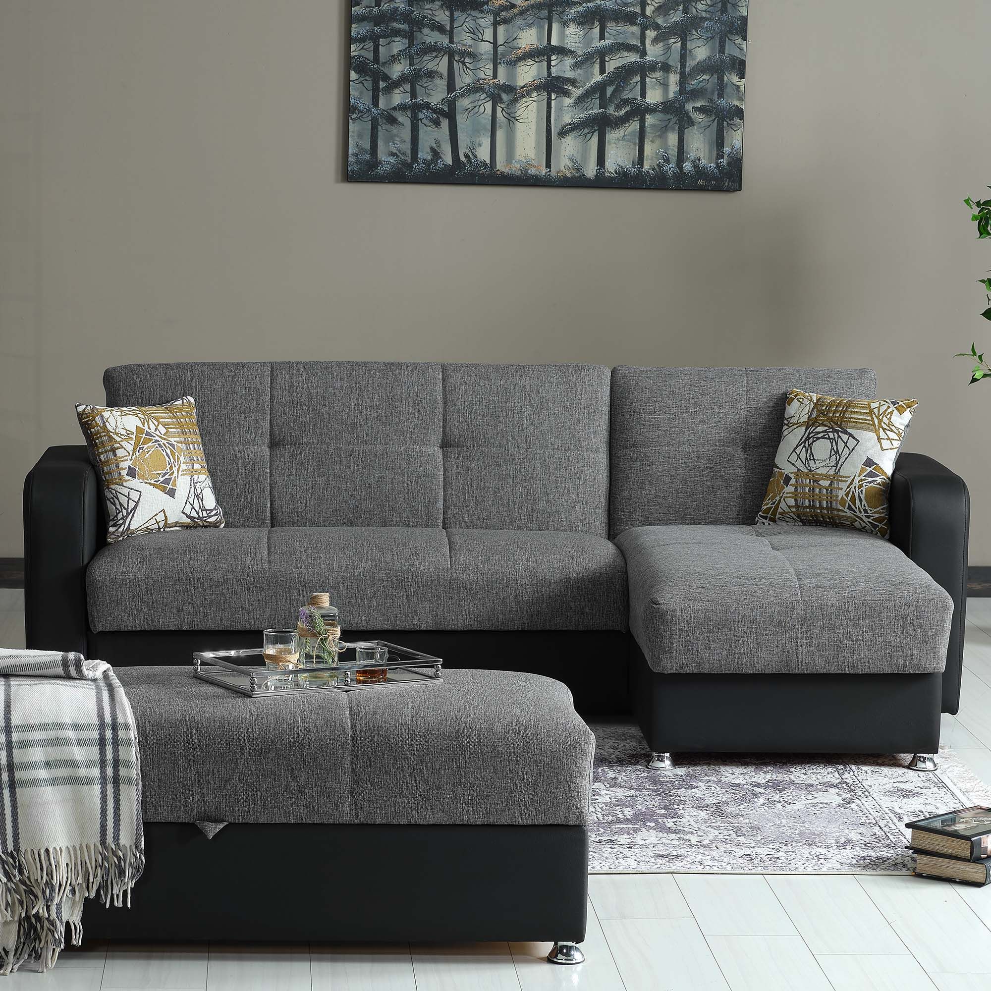 Harmony Fabric/PU Convertible Sectional Living Room Set