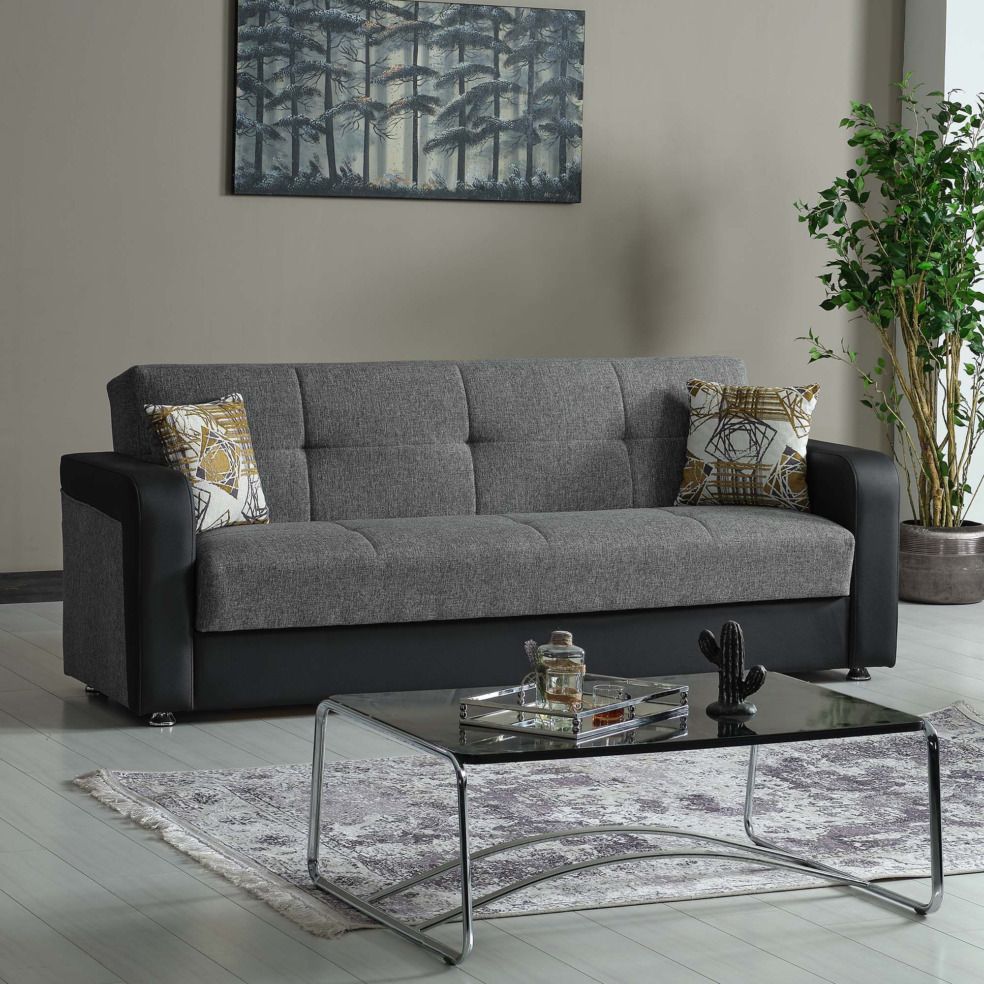 Harmony Fabric/PU Convertible Living Set