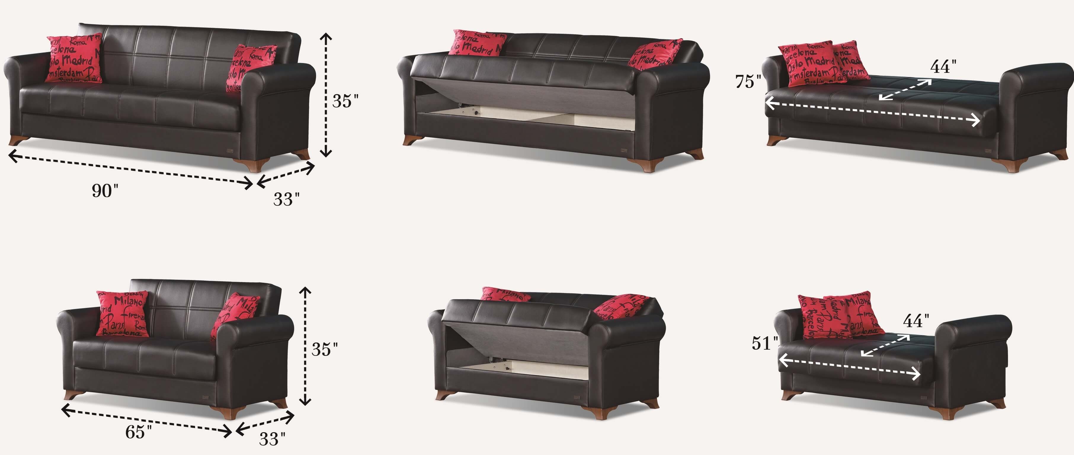 Harlem Bonded Leather Storage Living Room Set