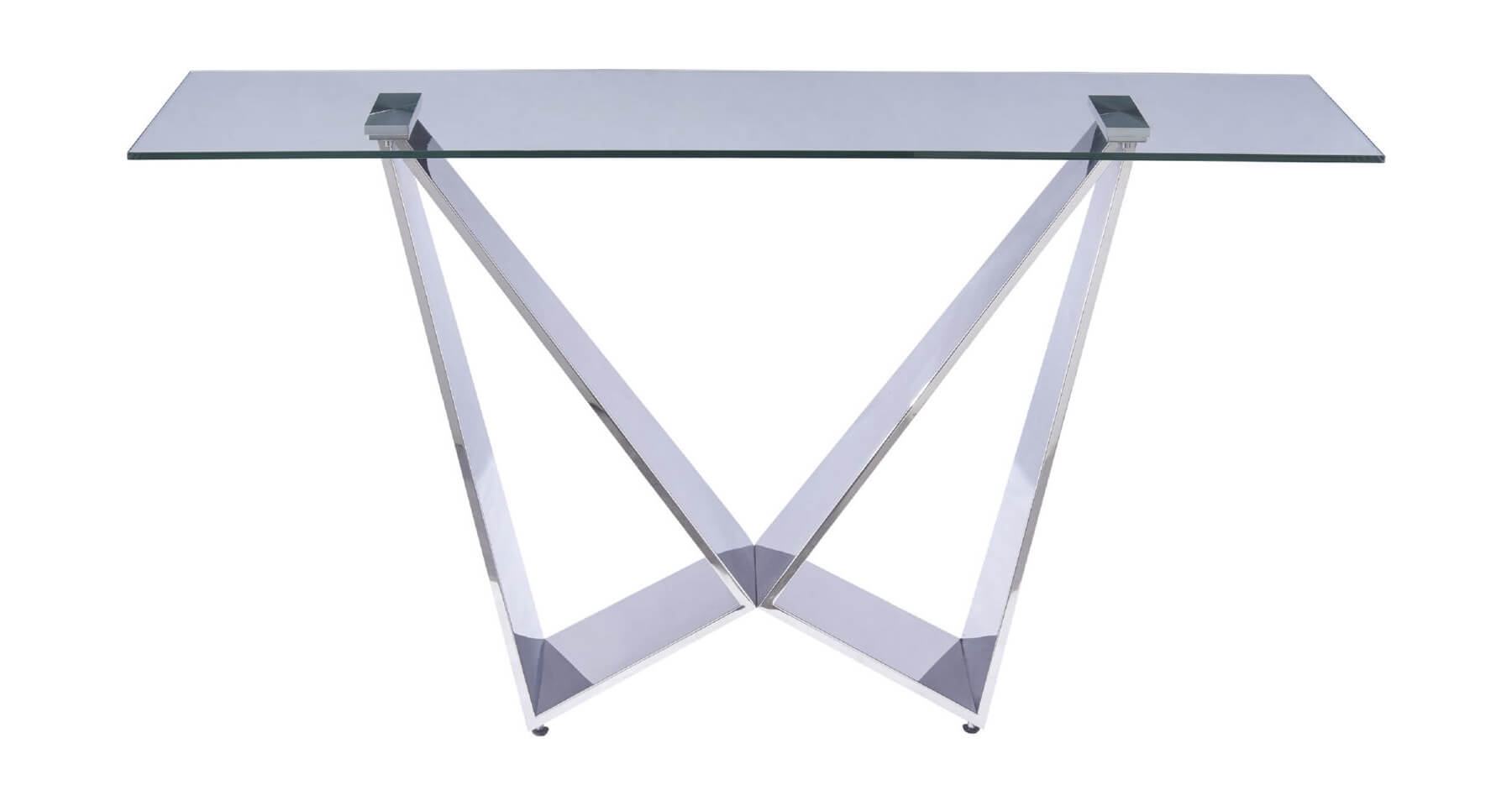 Harmony Glass Top Console Table with Chrome Base