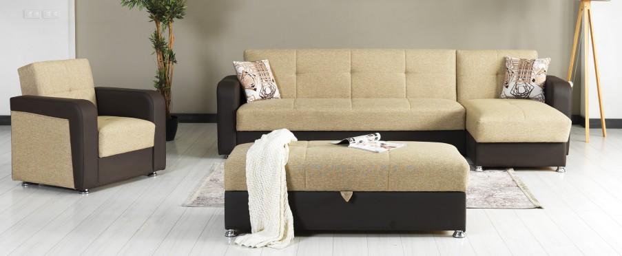 Harmony Fabric/PU Convertible Living Set