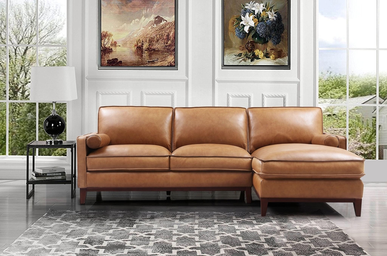 Harper Leather/Split L-Shape Sectional Sofa