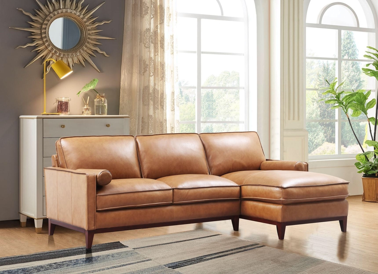 Harper Leather/Split L-Shape Sectional Sofa