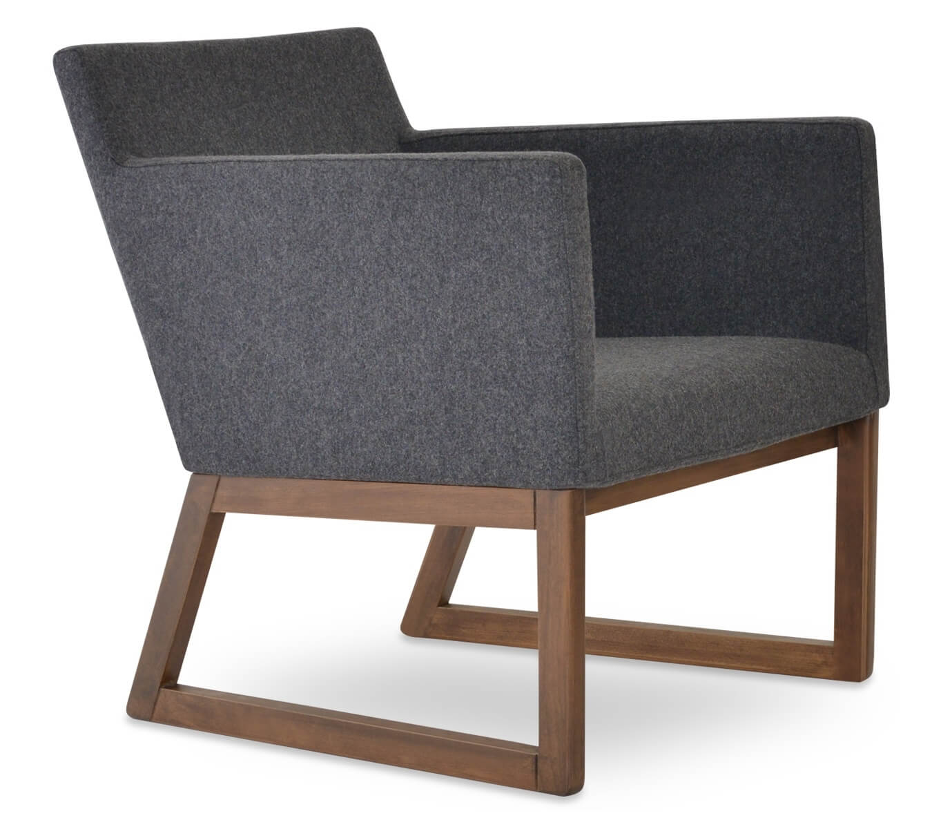 Harput Leatherette Sled Wood Lounge Armchair