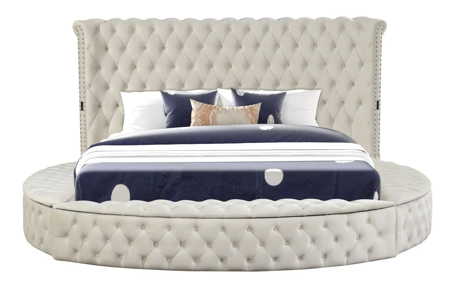Hazel Fabric Upholstered Storage Bed with USB Ports & Bluetooth Speakers