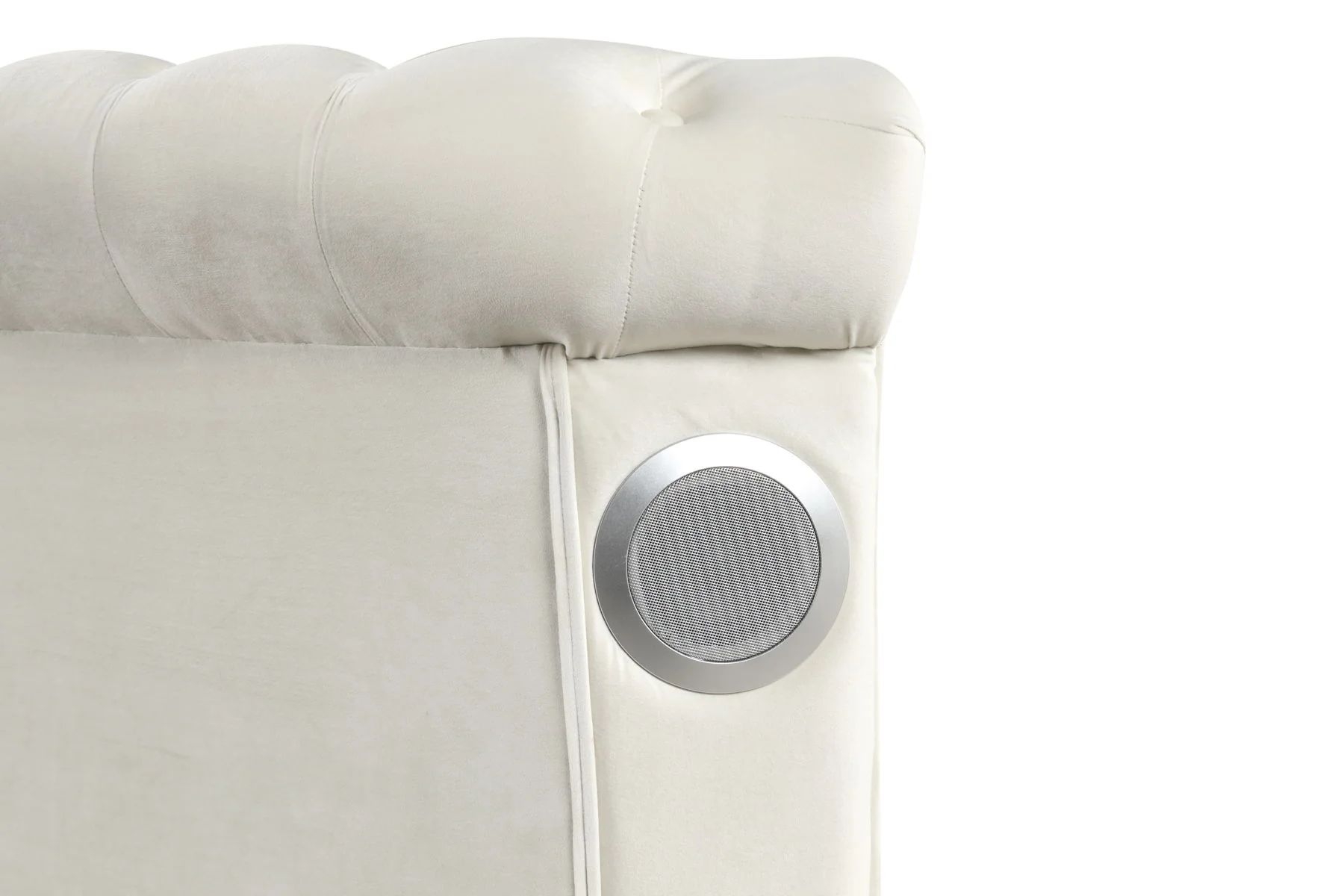 Hazel Fabric Upholstered Storage King Size Bed with USB Ports & Bluetooth Speakers