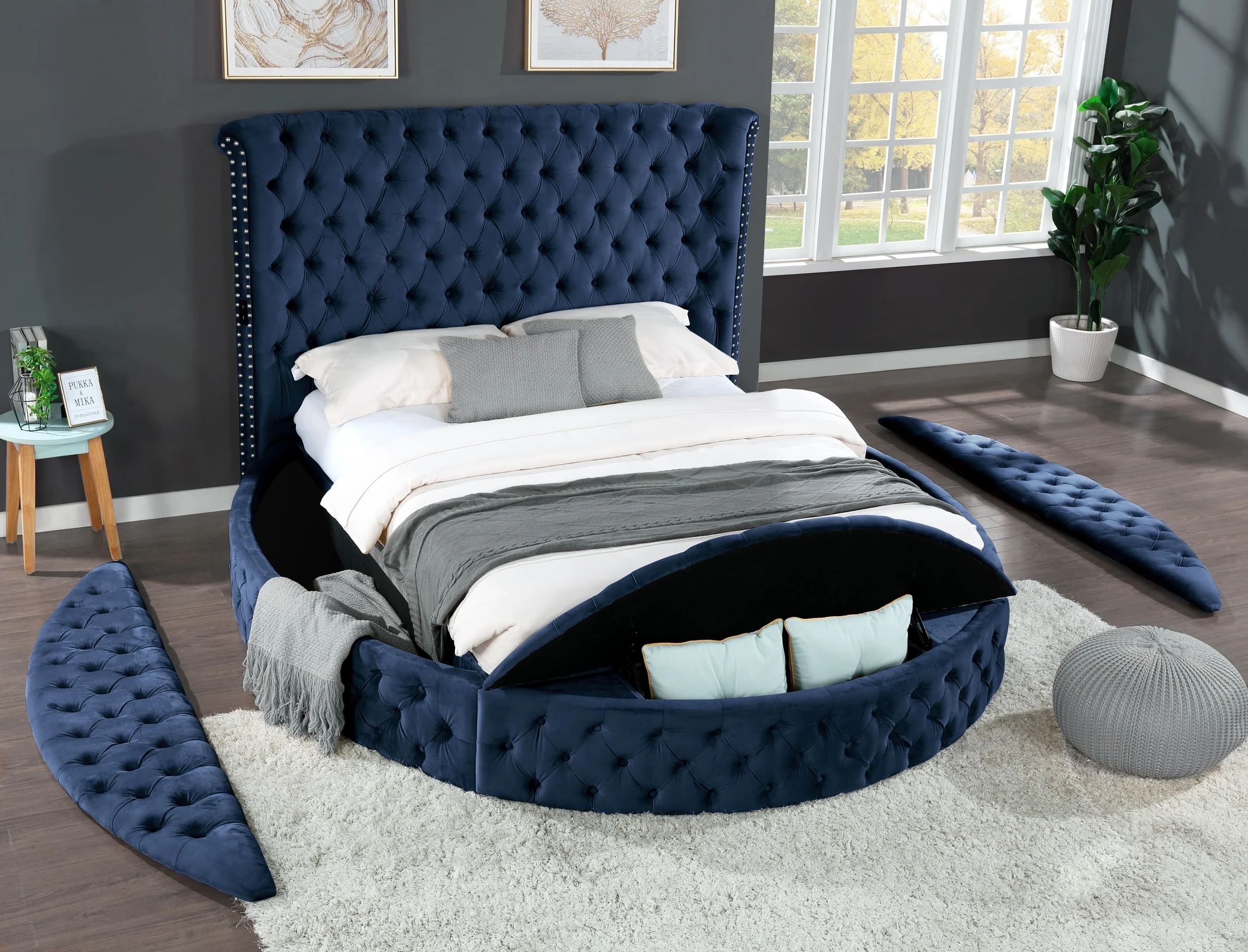 Global Pronex king 4 pc Bedroom set in Blue