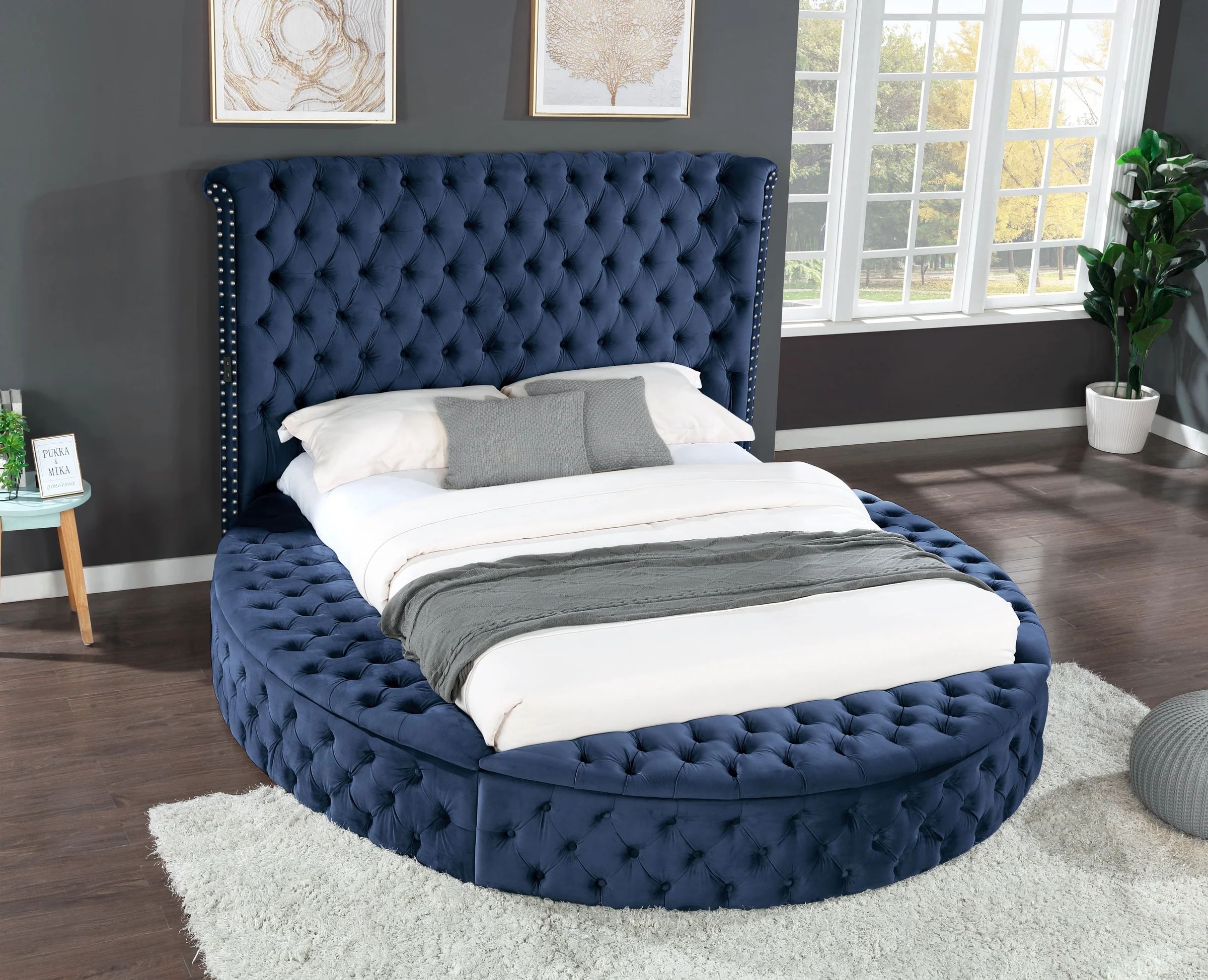 Hazel Fabric Upholstered Storage Bed with USB Ports & Bluetooth Speakers