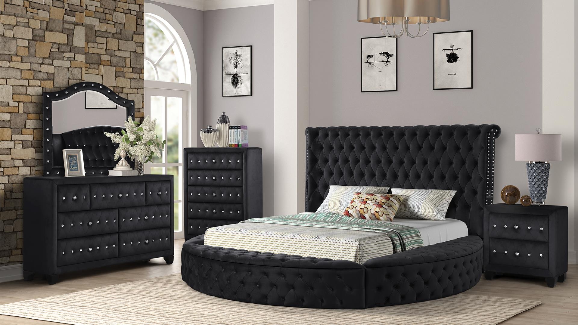 Hazel Fabric/Wood Panel Bedroom Set