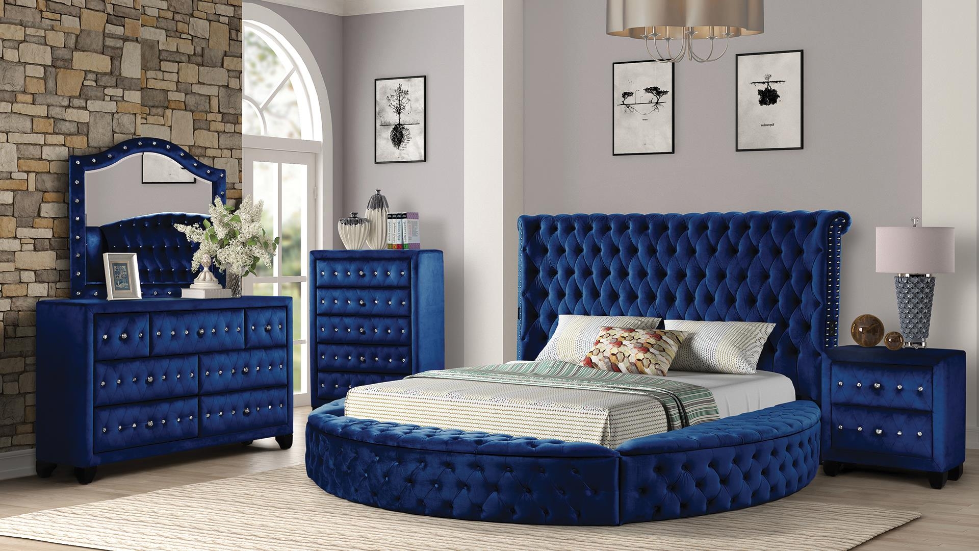 Hazel Fabric/Wood Panel Bedroom Set