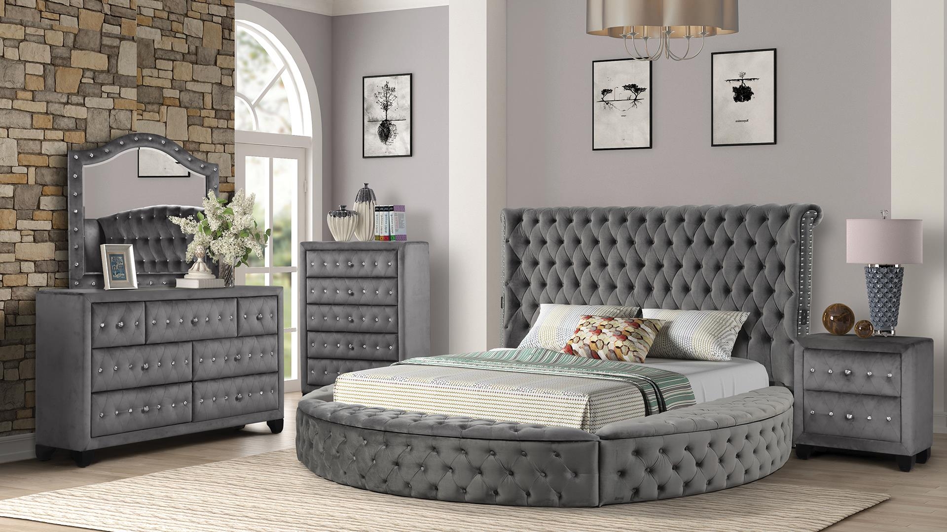 Hazel Fabric/Wood Panel Bedroom Set