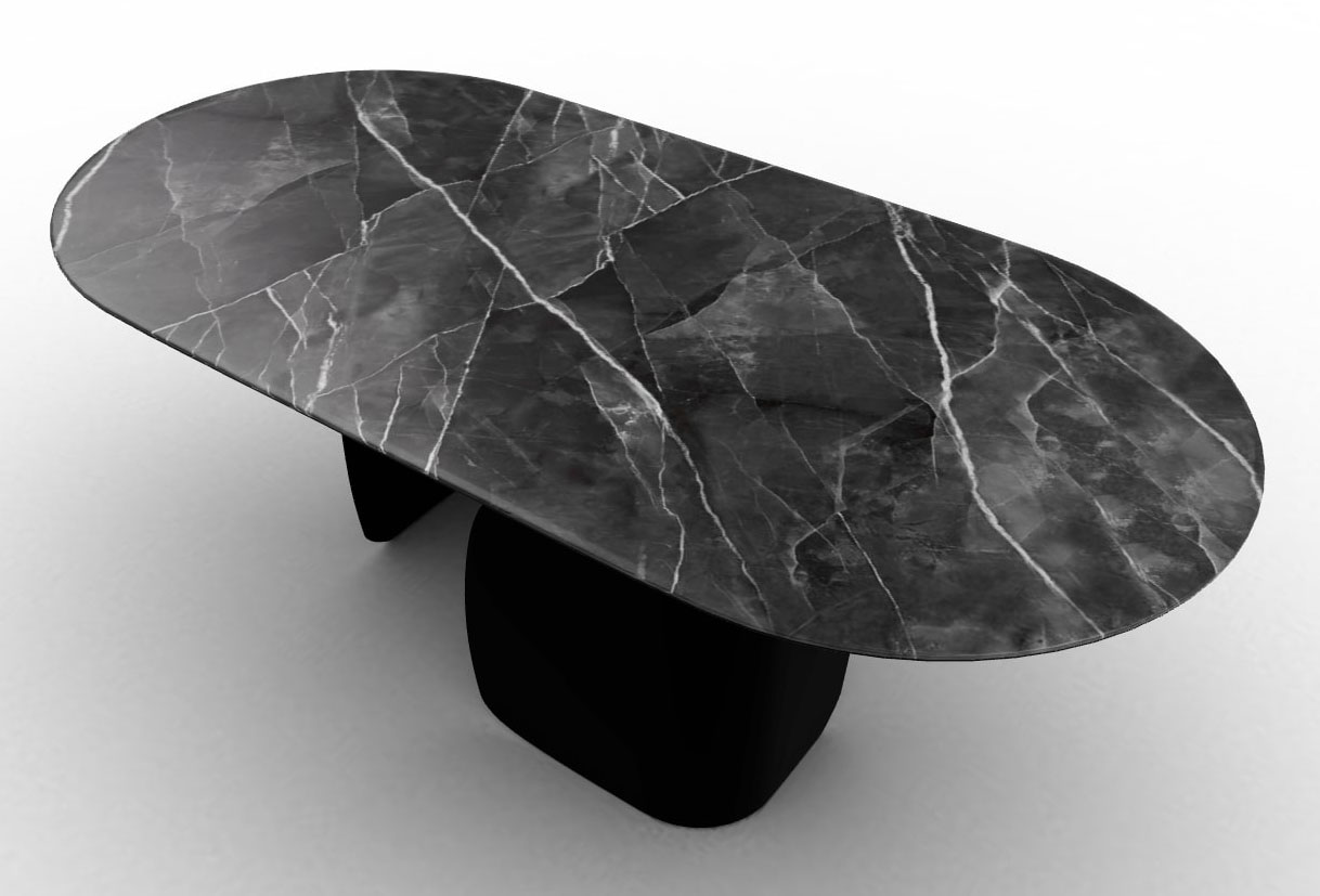 Twins Metal/Ceramic Oval Dining Table