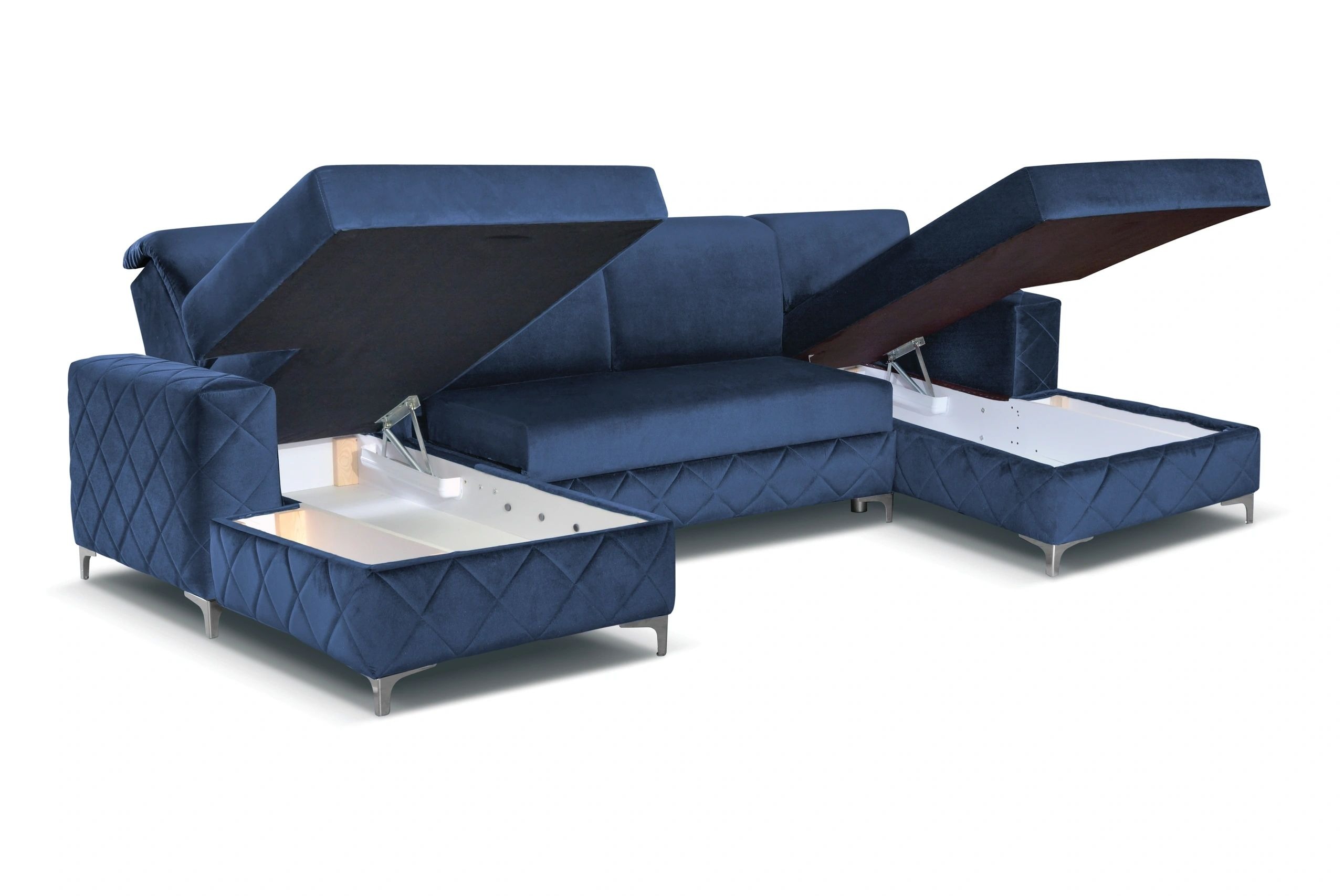 Alfredo U-Shaped Fabric Convertible Storage Sectional Sofa