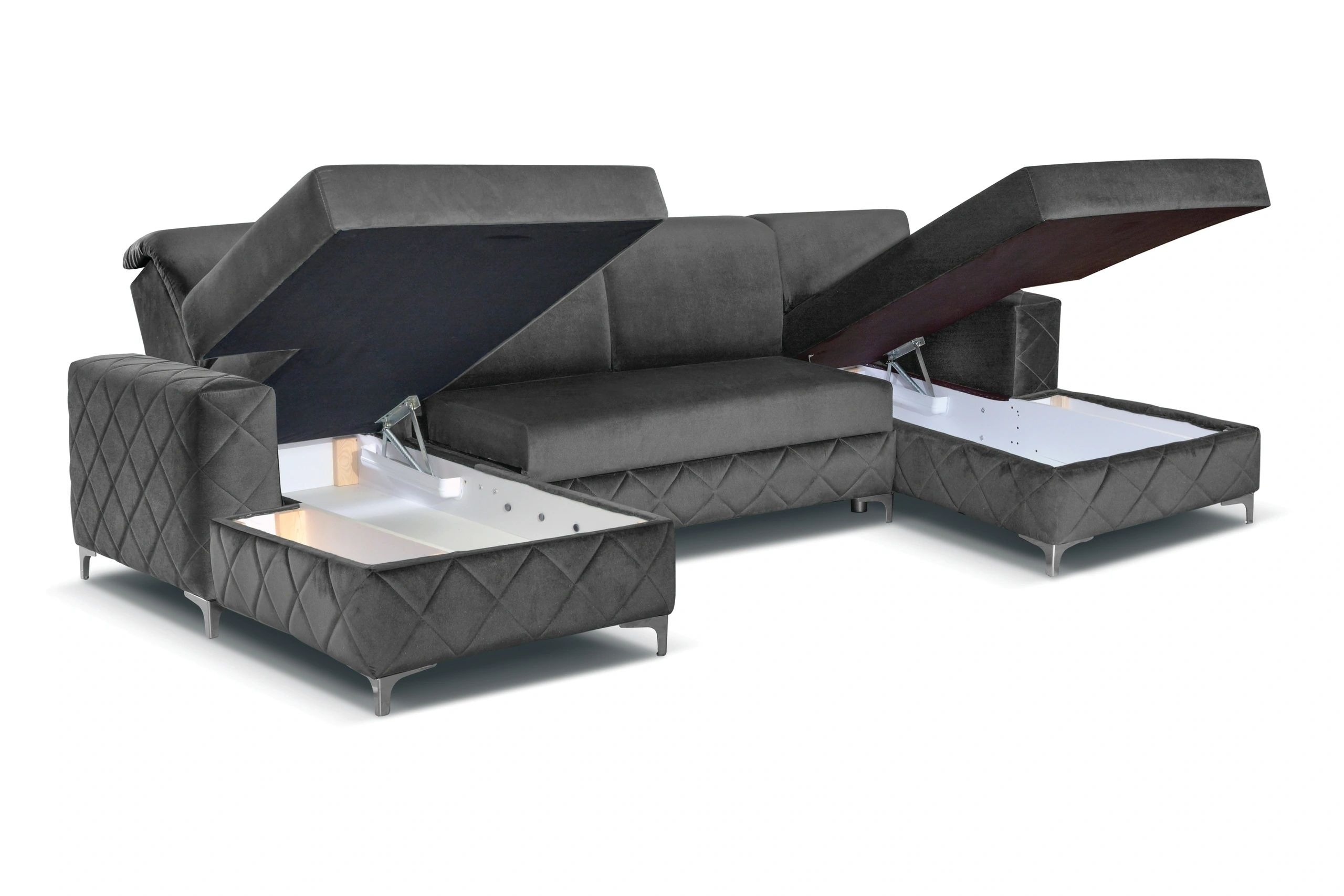 Alfredo U-Shaped Fabric Convertible Storage Sectional Sofa