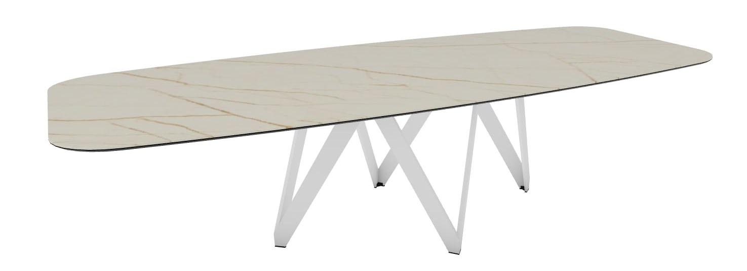 Cartesio W118.1-inch Ceramic/Metal/Wood Customizable Elliptical Dining Table