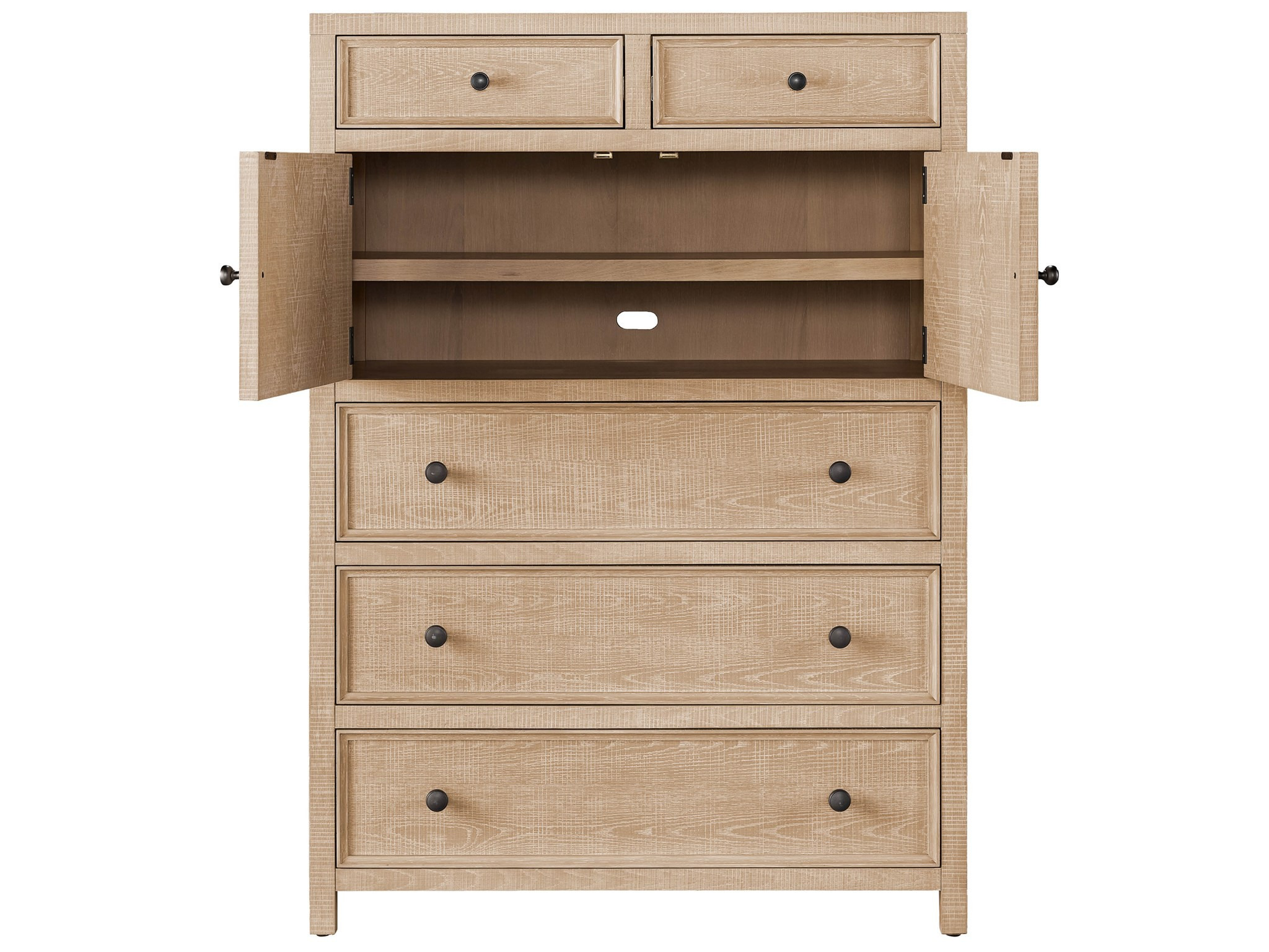 Wood Chest w/5 Drawers & 2 Doors