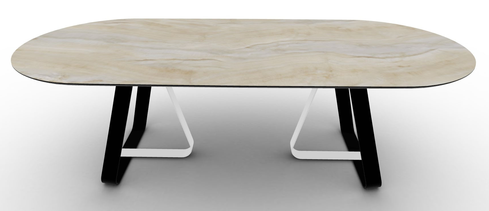 Sunshine W98.4-inch Ceramic/Metal Customizable Oval Dining Table
