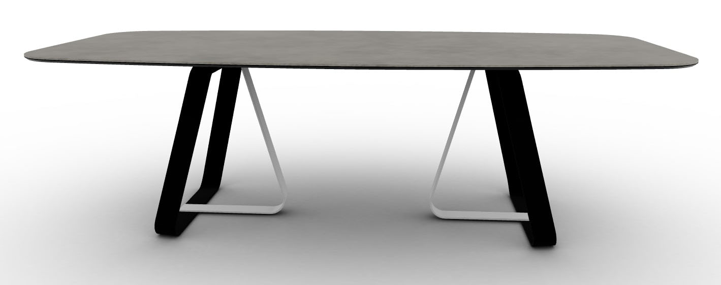 Sunshine W98.4-inch Ceramic/Metal Customizable Elliptical Dining Table