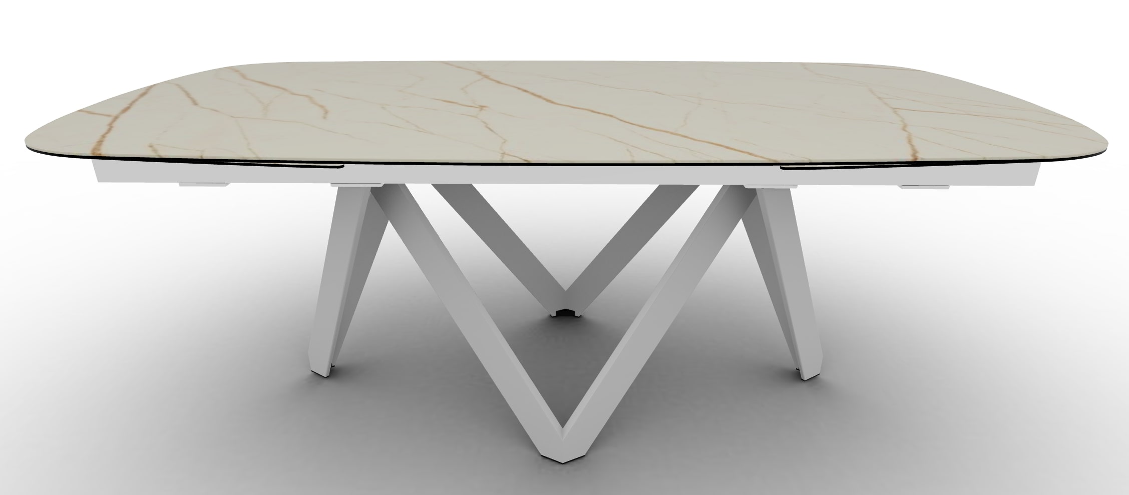 Cartesio W78.7"-97.6"-116.1" Ceramic/Metal/Wood Customizable Extendable Elliptical Dining Table
