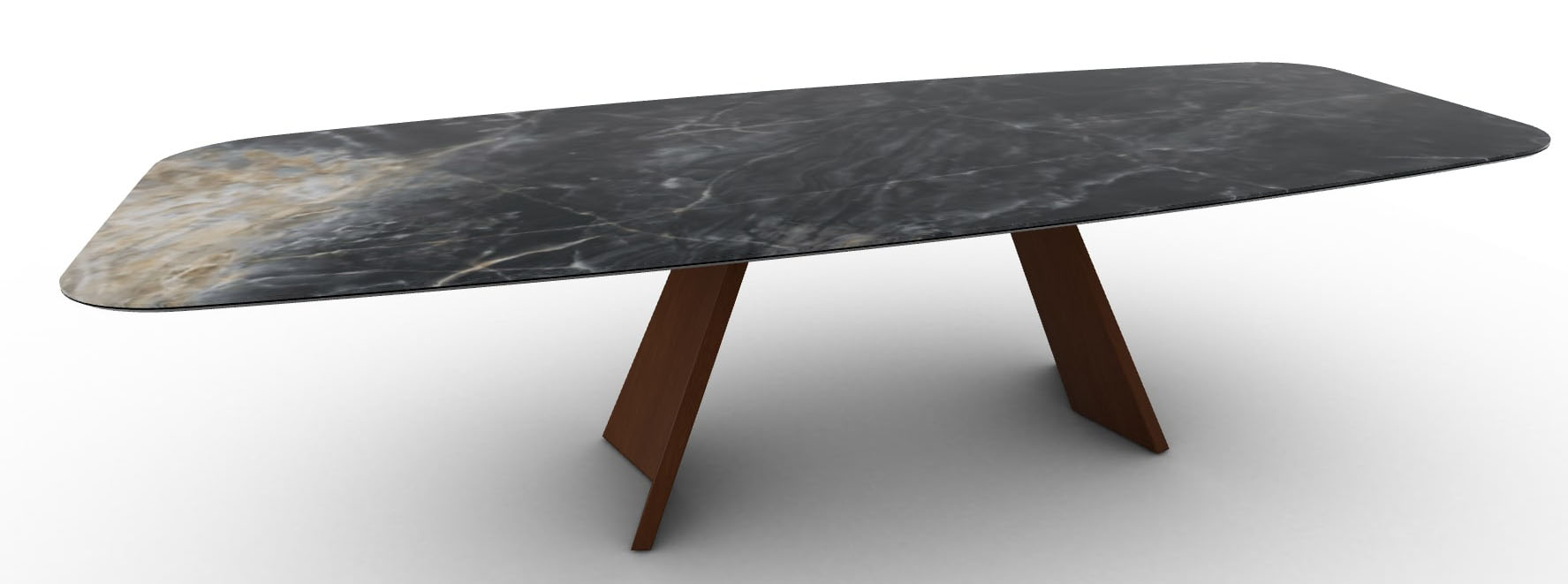 Icaro W118.1-inch Ceramic/Wood Customizable Elliptical Dining Table