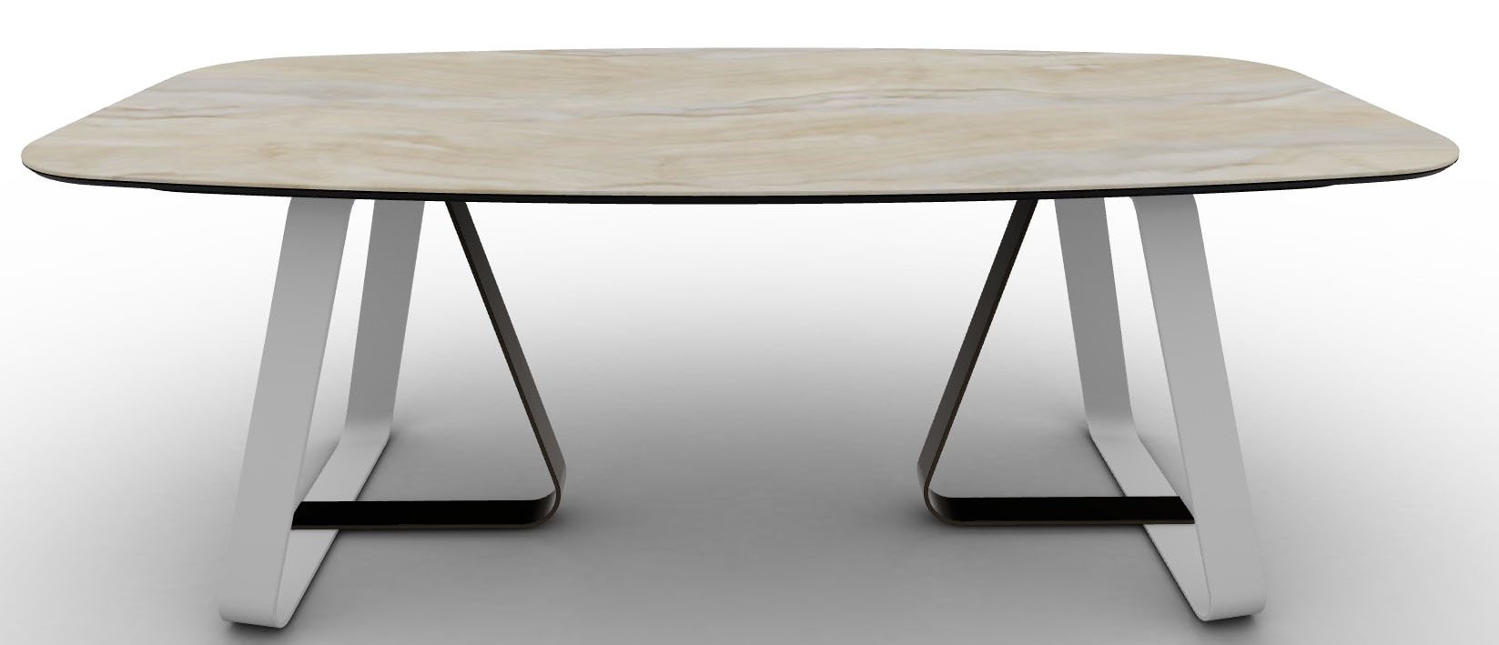Sunshine W78.7-inch Ceramic/Metal Customizable Elliptical Dining Table