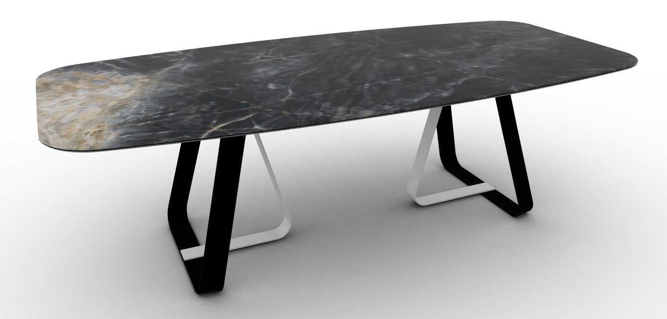 Sunshine W98.4-inch Ceramic/Metal Customizable Elliptical Dining Table