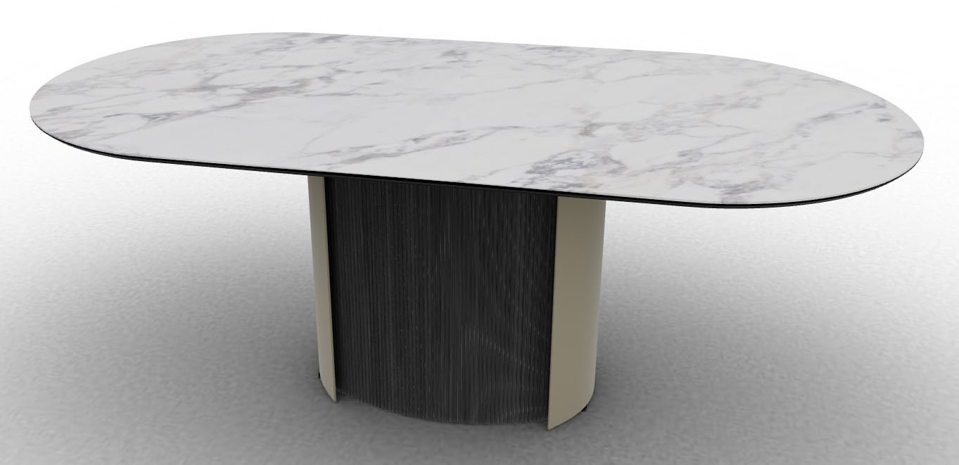 Yoroi W78.7-inch Ceramic/Metal/Wood Customizable Oval Dining Table