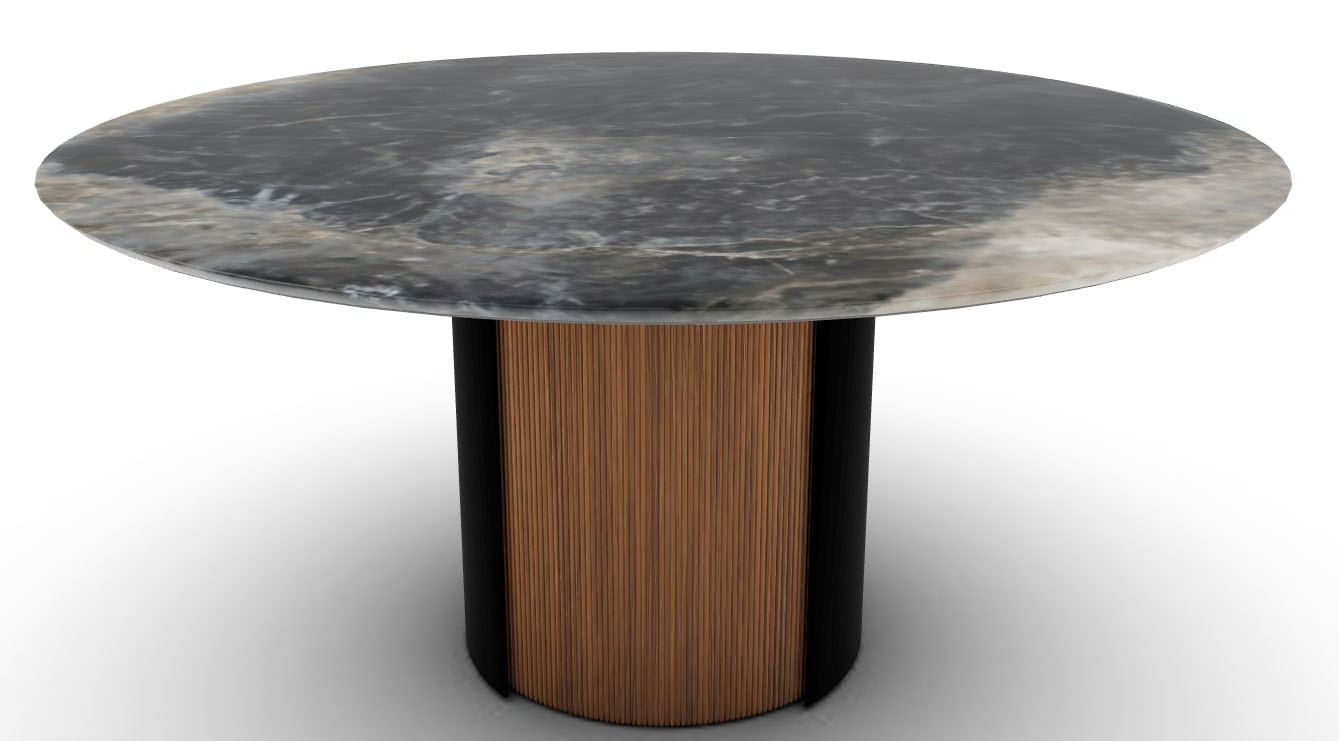 Yoroi W62.9-inch Ceramic/Metal/Wood Customizable Round Dining Table