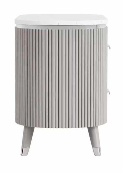Furniture of America Vito Modern Solid Wood Nightstand with 2 Drawers and Cultured Stone Tabletop, Large Bedside