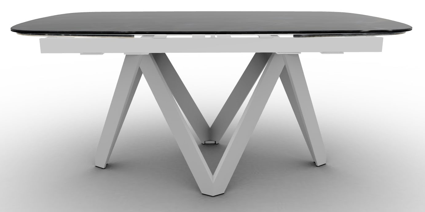 Cartesio W64.9"-79.9"-94.8" Ceramic/Metal/Wood Customizable Extendable Elliptical Dining Table