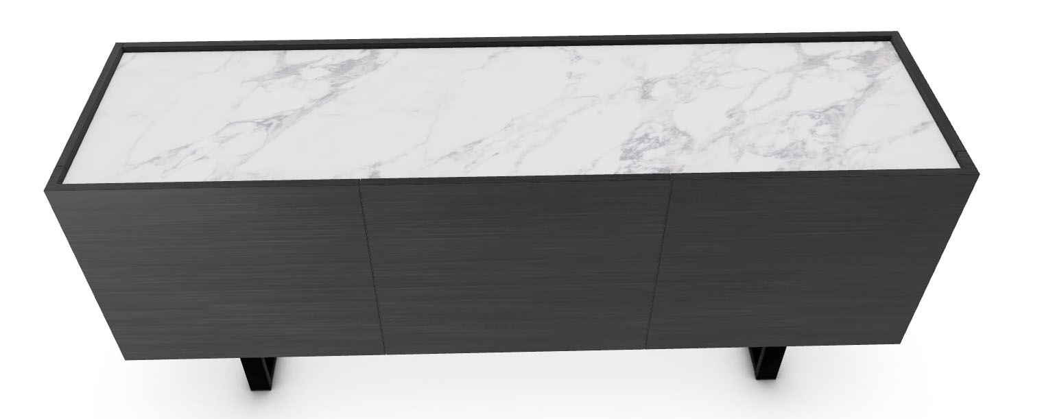 Horizon Ceramic/Wood/Metal Customizable Sideboard w/3 Doors & Metal Base