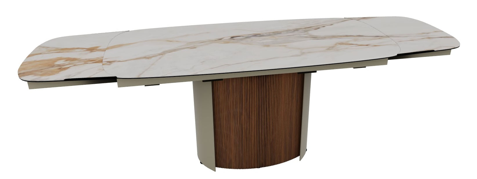 Yoroi Metal/Ceramic/Veneer Rectangular Extendable Dining Table w/Rounded Corners